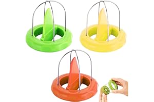 KOMUNJ Lot de 3 éplucheurs de kiwi avec coupe-kiwi en plastique - Mini coupe-fruits et kiwi - Machine à découper - Ustensiles de cuisine - Exfoliant