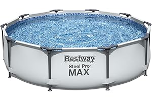 Bestway Steel Pro Max | Round Frame Swimming Pool with Filter Pump, Above Ground Frame Pools, Grey, 10’