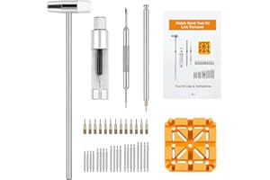 QXRXN Watch Link Removal Kit, Watch Strap Adjustment Tool Spring Bar/Band Holder/Head Hammer/Pin Punches/Pin Remover/Spare Needles/Strap Pins, Professional Watch Repair Tool Kit Removal Tool for Watchmaker