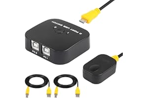 SinLoon Selector de interruptor de impresora 2 en 1 salida USB 2.0 compartido concentrador de interruptor para impresora, escáner, altavoz, teclado, ratón, disco duro con 2 cables de impresión USB 2.0