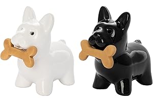 Fisura - Oryginalna solniczka i pieprzniczka "pies". Zestaw do soli i pieprzu na stół w kształcie psa. Ceramiczna solniczka i pieprzniczka. 2 sztuki. 5,5 x 9 cm