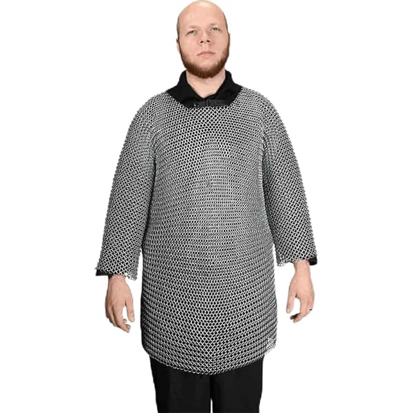 Haubert Médiéval En Cotte De Maille - Taille XL (152cm Tour De Poitrine) - Anneaux 9mm Rivetés - Reconstitution Historique