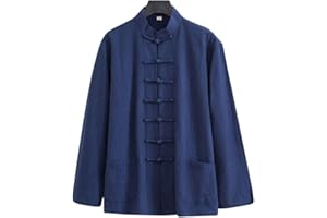 ZHOUXIAO Lâche Tai Chi Uniformes Hommes Chinoise Traditionnelle Kung Fu Vêtements Coton Linge de Linge Chun Vêtements, Travaux à Manches Longues Hanfu Jacket Chemise Costume cyan-4XL
