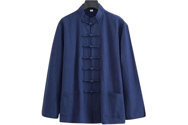 ZHOUXIAO Lâche Tai Chi Uniformes Hommes Chinoise Traditionnelle Kung Fu Vêtements Coton Linge de Linge Chun Vêtements, Travaux à Manches Longues Hanfu Jacket Chemise Costume cyan-3XL