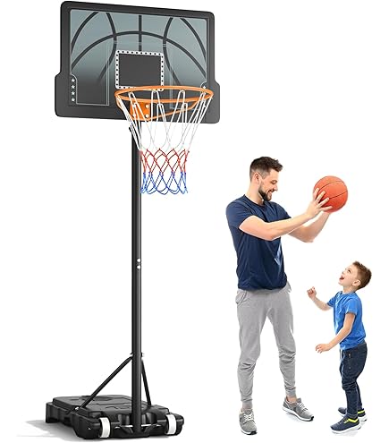 SPORTNOW Basketballkorb Verstellbar - Mobiler Korb Mit Rädern Für Garten & Hof