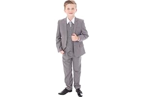 Vivaki Boys Light Grey Suit Formal Wedding Pageboy Party Prom 5pc Suit