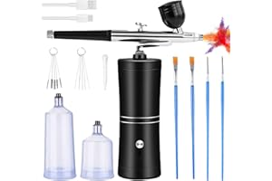BAIFULAI Juego de aerógrafo portátil con compresor, compresor de aerógrafo, pistola pulverizadora para decoración de uñas, pasteles, arte y maquillaje