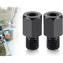 XPEX 2 Adaptateurs Filetés Pour Rétroviseurs Moto - Conversion M10 Droit Vers Gauche/droit, En Aluminium Noir