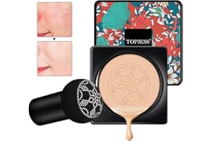 TOPJESS CC Cream, BB Cream, Fond de Teint, Air Cushion BB Cream, Concealer, Mushroom Head Air Cushion, Correcteur durable maquillage nude hydratant éclaircissant Pigment CC fond de teint liquide