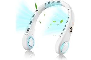 TZPAUG Ventilateur de Cou, Ventilateur de Cou Portable, 5 Vitesses Batterie Rechargeable Ventilateur Usb Pour Bureau Domicile Voyage En Plein Air (Blanc)