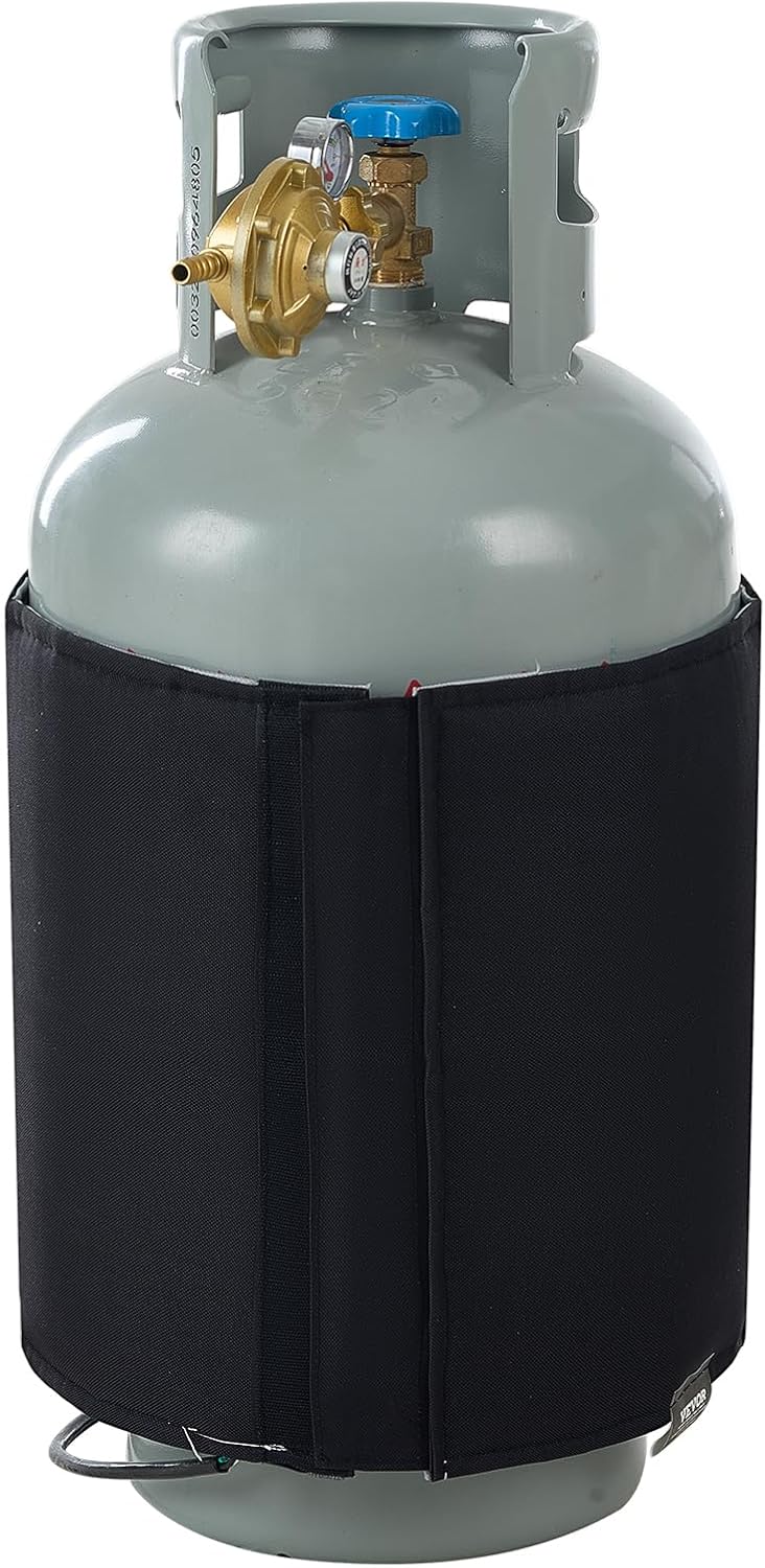 VEVOR Manta Calefactora para Tanque de Propano Cubierta Aislada de 120 W para Tanques de Gas de 9-18 kg Termostato Interno Fijo Temperatura Máxima 32,22 °C Tela Oxford Resistente al Agua