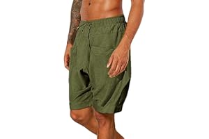 Beokeuioe Pantaloni corti da uomo, pantaloni cargo in materiale di lino, estivi, tempo libero, bermuda corti, pantaloni corti da uomo, pantaloni corti da uomo, colore nero e grigio