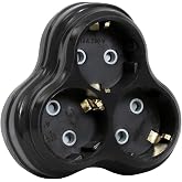 3l&uuml; Golyat Fiş, &Uuml;&ccedil;l&uuml; Topraklı Priz Duvar Tipi &Ccedil;oklayıcı Fiş, 16A 250 Volt, Max 3600 Watt (Siyah)
