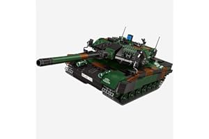 BlueBrixx Pro 106908 – Kampfpanzer Leopard 2 A6, Bundeswehr aus Klemmbausteinen mit 1367 Bauelementen