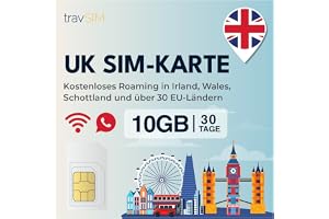 travSIM UK SIM-kort | 10 GB data med / -hastighet | Använd SIM-kortet för Europa i Storbritannien och 30+ EU-länder