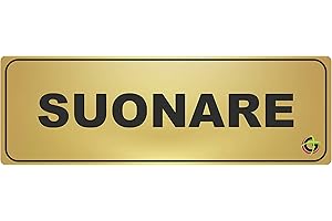 SOCIAL CRAZY TARGHE ADESIVE ORO - suonare - Targhette Autoadesive, Impermeabili Lavabili, uffici, Pub, Banche, aziende, ufficio (15X5 CM)