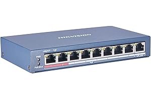 Switch Hikvision 8 PoE 10/100 m Unmanaged. +1 Puerto de Enlace Ascendente de 100 m. 802.3af/at 2