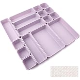Drawer Inserts 16 Pieces Separation System Spice Organiser Drawer Separator Bathroom Organiser Boxes Set with Silicone Non-Slip Ball Hemnes Chest of Drawers Kitchen Desk Utensils Light Purple