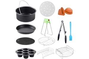 LooHome Zubehör für Heißluftfritteusen, 5 Sets für Gowise Phillips Cozyna, 7 Zoll Durchmesser für 3,5 QT