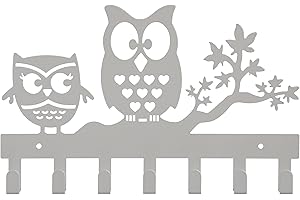 FairyCity Keys Holder for Wall Metal Vintage Owl Keys Hook-27cm*17cm Home Decor Key Hanger Decorative with 7 Hooks White