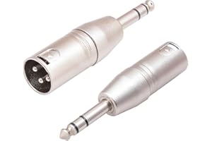 DEWFIGS ㅤ Pack de 2 Adaptadores XLR a Jack de 6,35 mm - Macho a Hembra, Conectores Robustos para Micrófono y Mezcladores, Convertidor para Auriculares, Altavoces, Amplificador, Mezclador de Audio