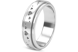 TJC Fidget Ring - 925 Sterling Silver Anxiety Rings - Spinner Rings for Women & Men - 360° Spinning Rotatable Ring to Relieve Stress & Worry in Platinum, 18K Yellow Gold Vermeil & Rose Gold Plating