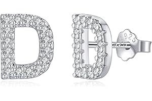 TIZU Orecchini con Lettere in Argento 925 Alberino Orecchini Anallergici per Donna Bambina Ragazza Orecchini Piccoli Iniziali con Zirconi Cubici Idee Regalo per Lei