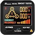 Excefore Electric Socket Tester, EBTN LCD with Voltage Display, RCD Receptacle Socket Tester Circuit Analyzer, Polarity Detector Leakage Tester Electricity Line Fault Checker, 8 Visual Indications