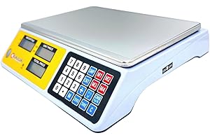 Knakasaki, Báscula Comercial Digital Profesional (40kg) Legal Homologada para Frutería, Tienda, Bollería, Doble Display, Plataforma de Acero Inoxidable, Batería Interna Recargable, Balanza Digital