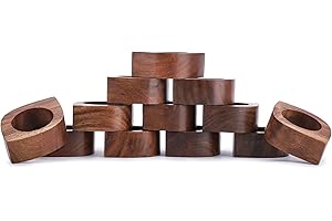 Ajuny Portatovaglioli fatti a mano, in legno, a forma di occhi, semplice, decorativo, da 1,5 pollici, per tavolo, cena, matrimonio, feste di pranzo, 12 pezzi