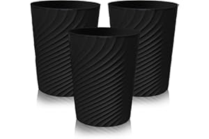 Lighterday 3 bidoni della spazzatura, in plastica, per ufficio, senza coperchio, per cucina, cameretta dei bambini, camera da letto, soggiorno (nero)