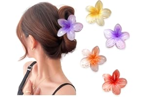 Bieiyhe 4 Pezzi Clip Capelli Fiore 8cm,Mollette a Forma di Fiore,Pinza Capelli Moda,Mollettone Fiore Hawaiano,Mollette Capelli Donna,Flower Hair Clip Aesthetic, Antiscivolo Mollettoni per Acconciature