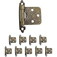 Overlay Cabinet Hinge, Tiberham Heavy Duty Retro Style Face Mount Flush Cabinet Hinges, Semi-Concealed Variable Overlay Hinge for Cabinet Closet Door Furniture (Pack of 10)