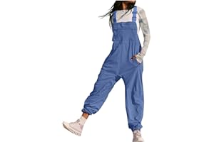 Btruely Latzhose Damen Arbeitshose Weites Bein Jumpsuit Verstellbar Riemen Hose Lose Baggy Latzhose für Frauen Lang Spielanzug Hose