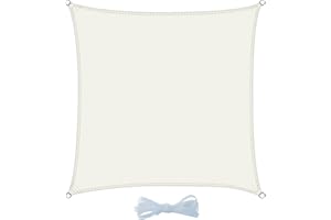 Cool Area Vela ombreggiante Rettangolare 4x4m Impermeabile Tenda a Vela Protezione 95% Raggi UV Parasole per Giardino Esterno Terrazza-Crema