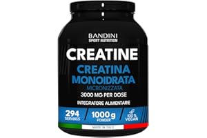 Bandini® Creatina Monoidrata Micronizzata 1kg/1000g in Polvere Pura e Vegana al 100% - Integratore Alimentare per Palestra, Sport, Fitness e Pre Workout - A base di Creatine Monoidrato