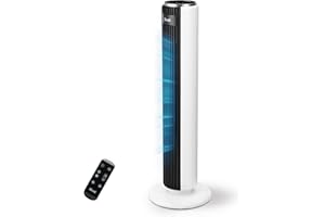 LEVOIT Ventilateur Colonne Silencieux, 5 Vitesses 4 Modes de Vent,Télécommande, Minuterie 12h, Oscillant à 90 degré avec 7m-s, 33W Économie, avec Mode Veille Ventilateur sur pied 92cm