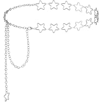 Chaîne De Taille Métal Argenté Pour Femme – Avec Pendentif étoile Et Pompon – Réglable 75-100 Cm – Pour Robe, Jupe, Jean