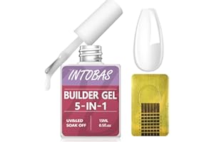 INTOBAS Kit Gel Ricostruzione Unghie Professionale 5 In 1, Builder Gel Unghie-15ml, Smalto Semipermanente Bianco Latte, Rubber Base Gel Unghie Con Cartine 100 Pezzi Per Acrigel Ricostruzione Unghie