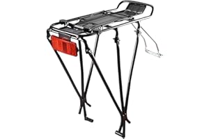 Dokeno Porte-Bagages de Vélo à 6 Tige de Support, Porte-Bagages Arrière VTT Aluminium Porte Bagage Velo Capacité de Charge Maximale de 25kg, Porte Vélo Universel à Dégagement Rapide avec Réflecteur