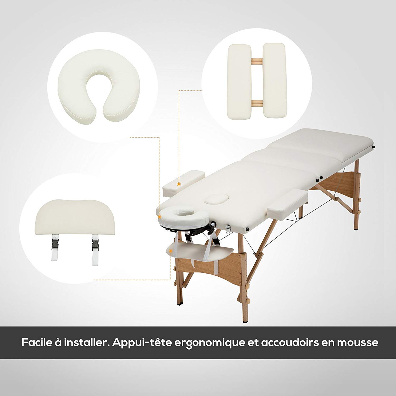 Uenjoy Table de Massage Pliante Professionnelle Cosmétique 2 Zones