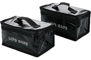 Daelesr 2 st Lipo Safe Bag, stor batteriväska brandsäker explosionssäker, 18,5 x 11 x 8,5 cm, med dubbel dragkedja, brandsäke