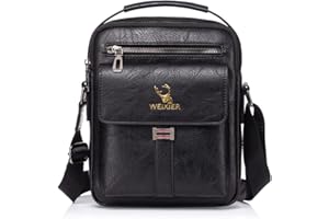 Hjkiopc Borsello Uomo Pelle Tracolla Casual Borsa a Spalla da Uomo Borselli da Lavoro Piccolo Messenger Bag per ufficio,Viaggio,Vita quotidiana, creatività regalo per la festa del papà (A- nero)