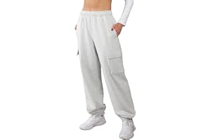 Glacspyg Spodnie do biegania damskie, długie, sportowe spodnie fitness, wysoki stan, z elastycznym ściągaczem i kieszeniami, spodnie rekreacyjne, obcisłe nogawki