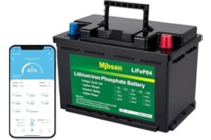 ‎MJBSAN Mjbsan 12V 100Ah Deep Cycle LiFePO4 Batterie, 100A BMS, 4000-8000 Zyklen, max 1280W Leistung, perfekter Ersatz für Blei-Säure Batterien für Wohnwagen, Camping, Solar Home Systeme, Boote