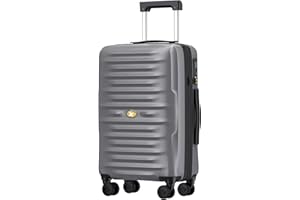 MGOB Valigia Bagaglio a Mano 40L PC（Policarbonato） Trolley Rigida Valigie cabina Ultra Leggero 4 Ruote Girevoli Doppie e TSA Lucchetto 55x36x20cm, Argento