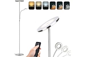 ‎MODLICHT Modlicht Stehlampe Dimmbar 4200LM, 3000-6000K Stehlampe Wohnzimmer, Deckenfluter LED Dimmbare mit Fernbedienung & Touch-Steuerung, Stehleuchte Leselampe für Schlafzimmer Büro Höhle, Silber