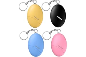 TECKNET Taschenalarm für Frauen, 4 PCS 130dB Persönlicher Sirenen Schlüsselanhänger, IP56 Wasserdicht und sturzfest Selbstverteidigung Panikalarm Persönliche Sicherheit für Frauen, Kinder, Senioren