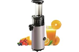 JuiceInstant Extractor de zumo - Exprimidor lento silencioso de prensado en frío, funcion licuadora para frutas y verduras, extracción de nutrientes, espacio pequeño (Grafito)