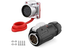 CNLINKO LP-24 19 Pin Conector Impermeable, Enchufe rápido Conectores rápidos de aviación con Carcasa de plástico PBT，Toma con Brida M24 (19 Pin)